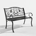 Ławka ogrodowa 2 czarne miejsca kute żelazo z tyłu urządzone 122 x 58 cm x 87 cm, 122 x 58 x 87 cm