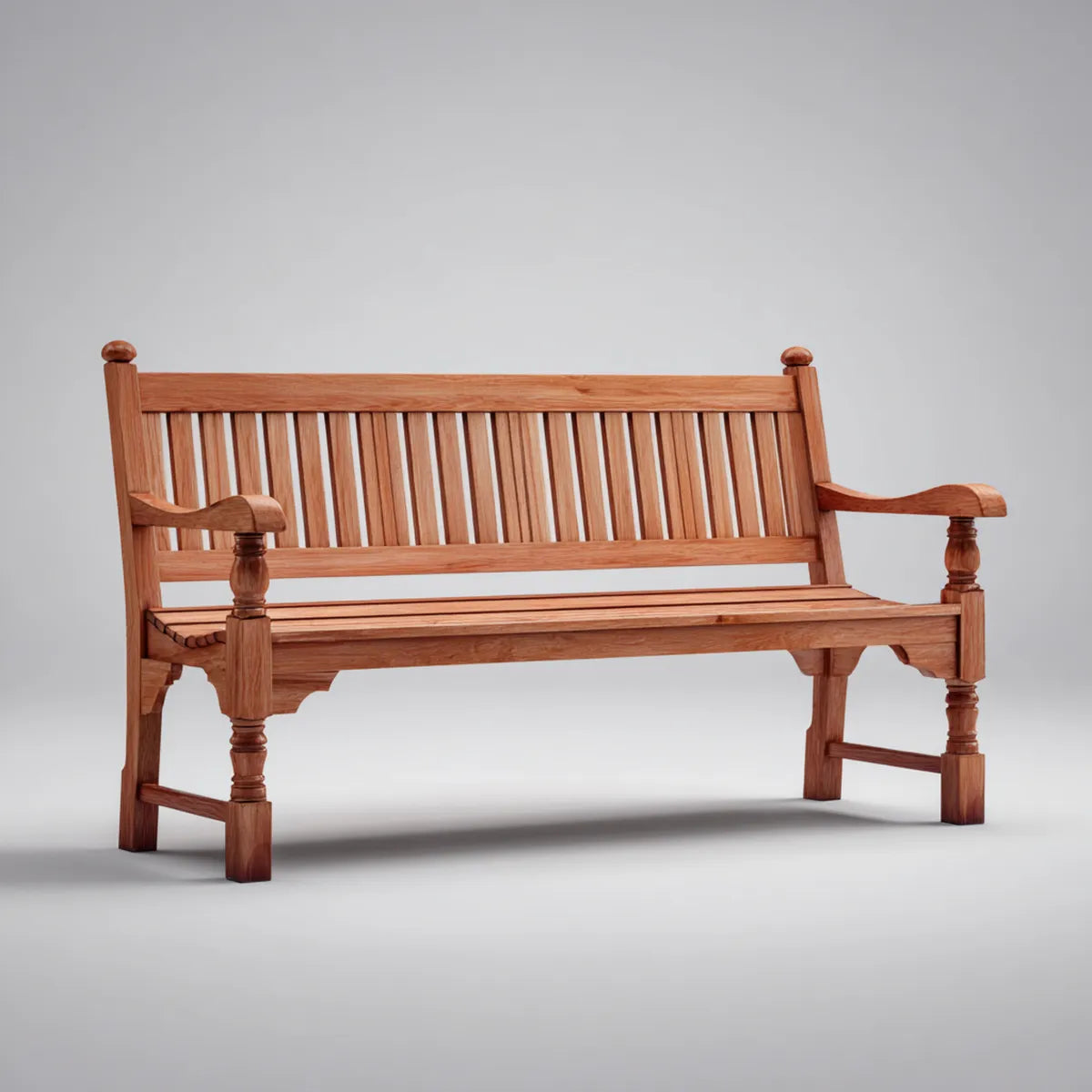 Ławka ogrodowa 2 brązowe miejsca w litym drewnie 120 x 60 x 90 cm prostokątne z podłokietnikami