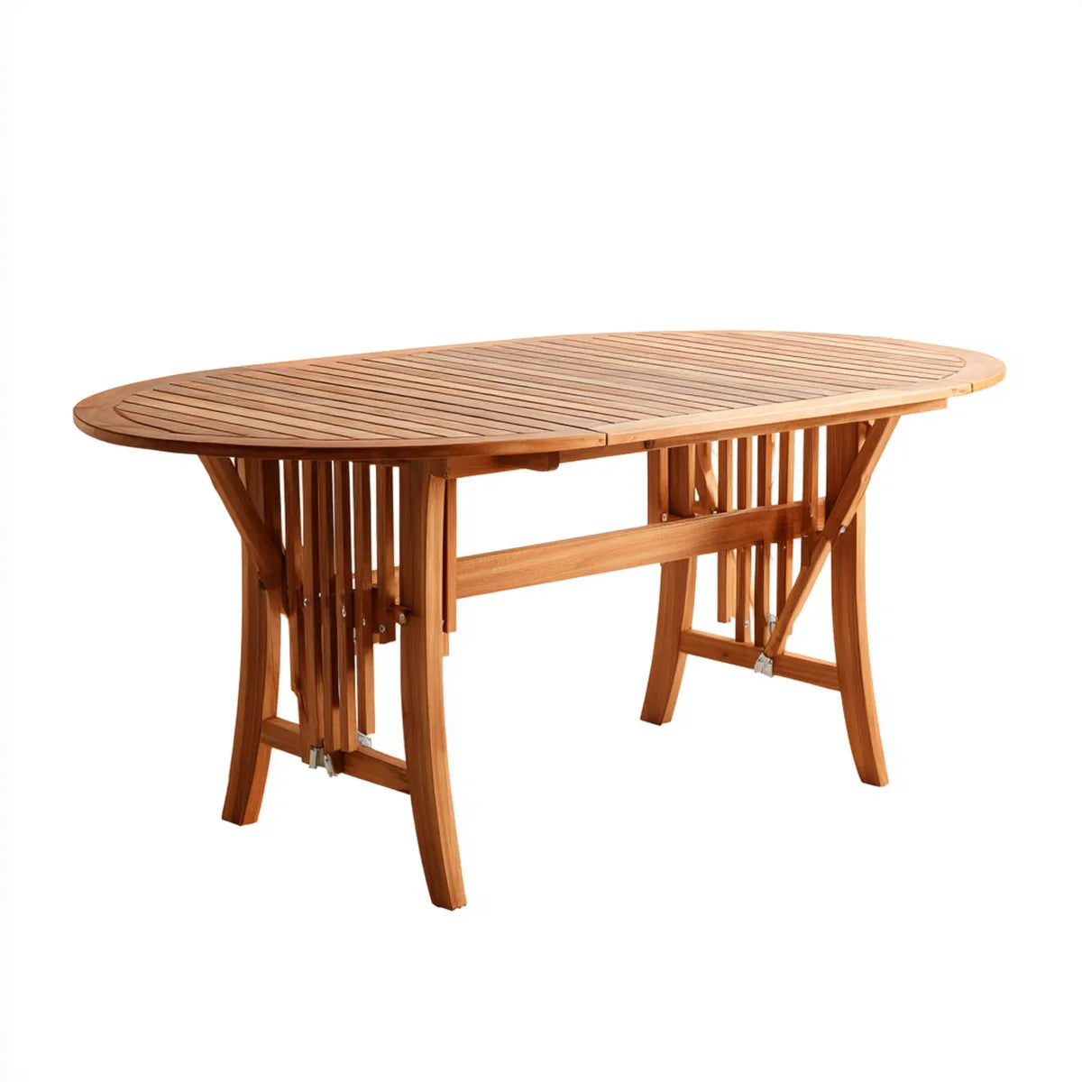 Stół ogrodowy, Rozpuszczalny brązowy stół ogrodowy w litej akacji owalne drewno 160- 200 x 85 x 75 cm