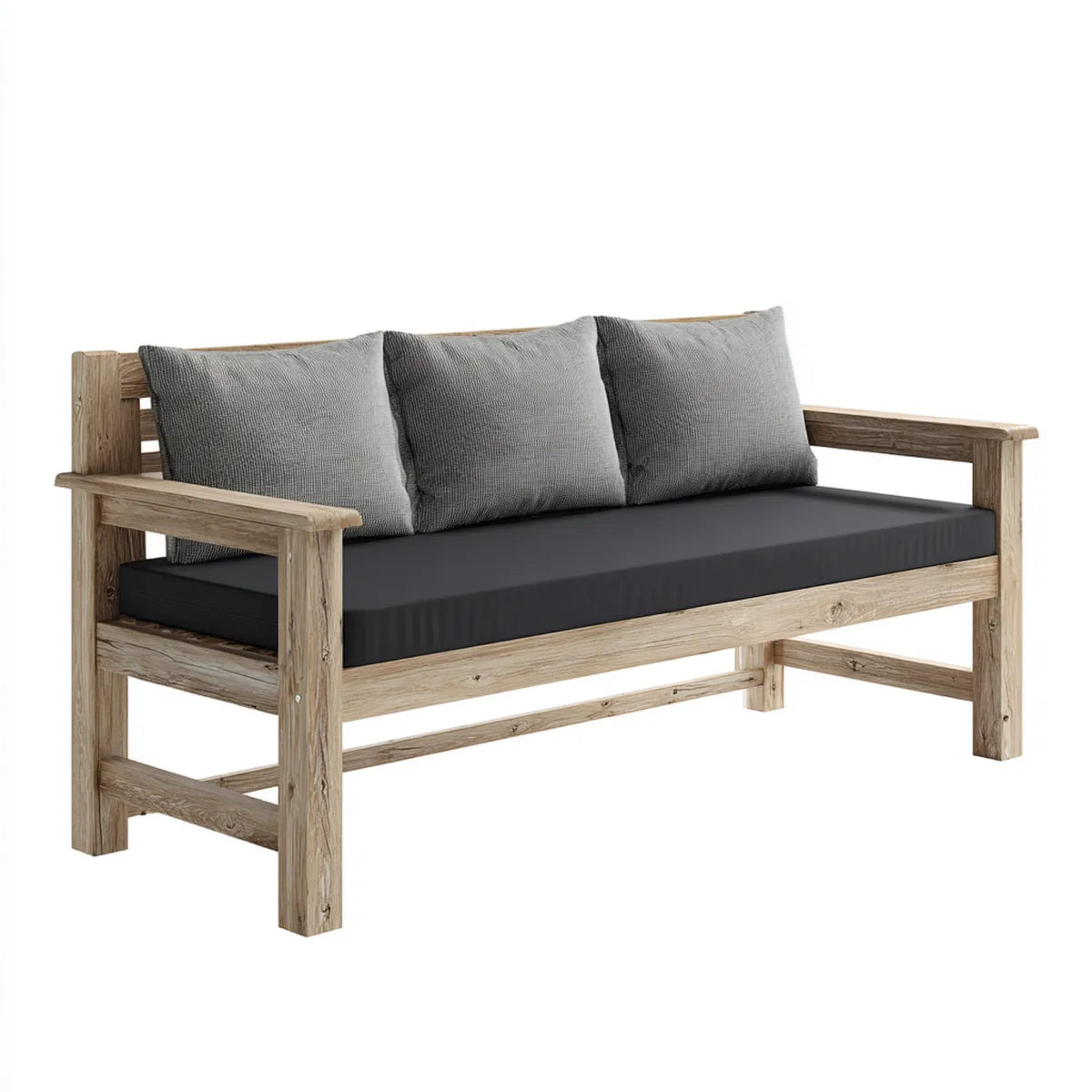 Ławka ogrodowa 3 naturalne i szare miejsca w litej akacji prostokątne drewno 180 x 70 x 75 cm