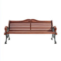 Ławka ogrodowa, Brązowa ławka ogrodowa 150 x 60 x 80 cm w litym drewnie i prostokątnym odlewie