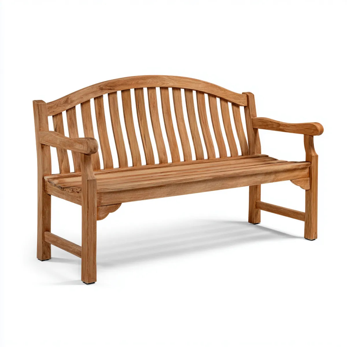 Ławka ogrodowa 2 brązowe siedzenia w litym drewnie z zakrzywionym tyłu 120 x 65 x 90 cm