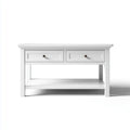 Stolik kawowy, Stół do kawy Biały 120 x 60 x 50 cm MDF prostokątny z 2 szufladami i półką