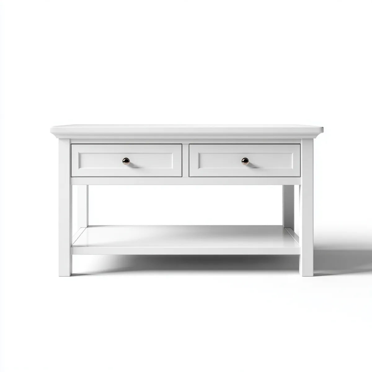 Stolik kawowy, Stół do kawy Biały 120 x 60 x 50 cm MDF prostokątny z 2 szufladami i półką