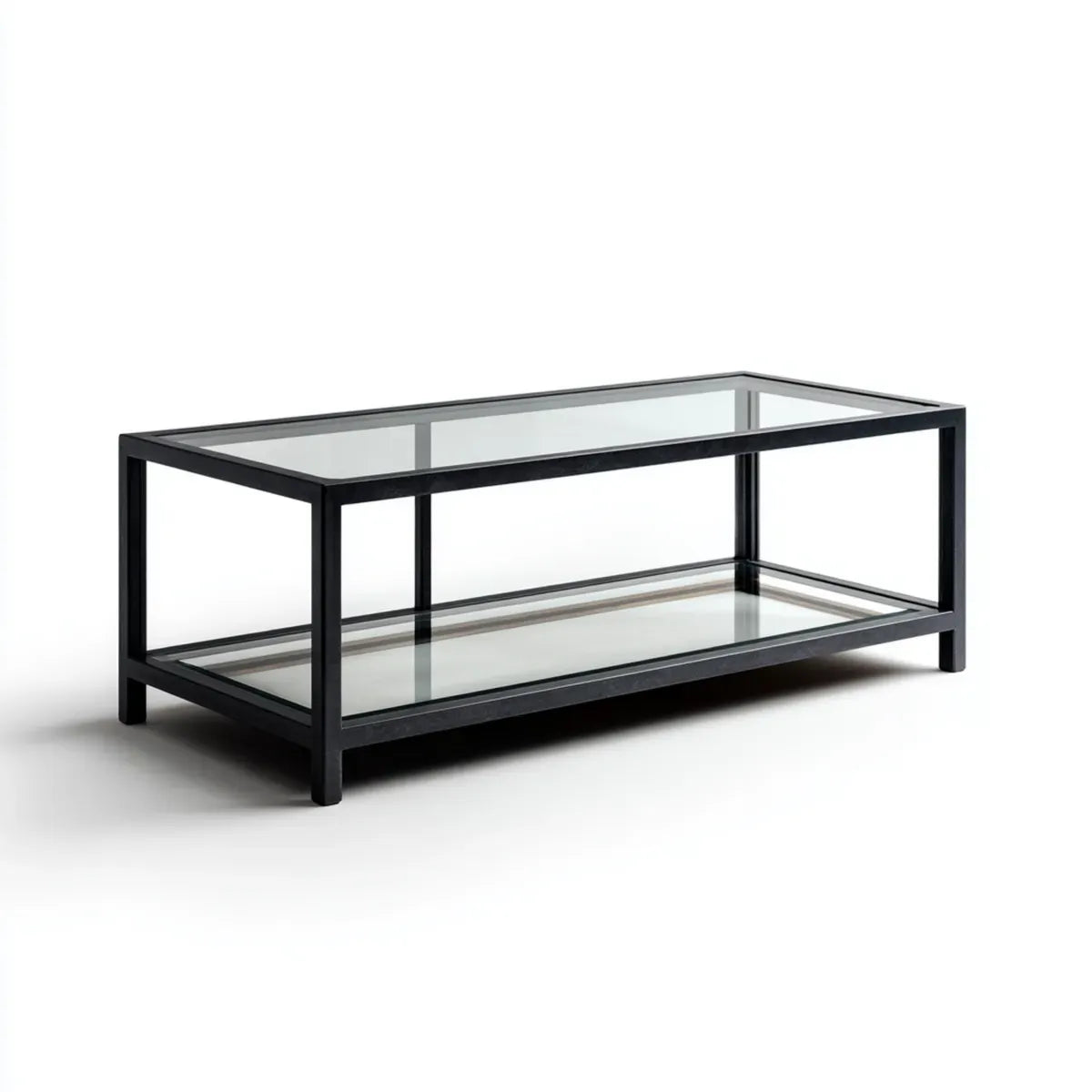 Stolik do kawy czarny 100 x 50 x 45 cm stal i szkło bezpieczne prostokątne