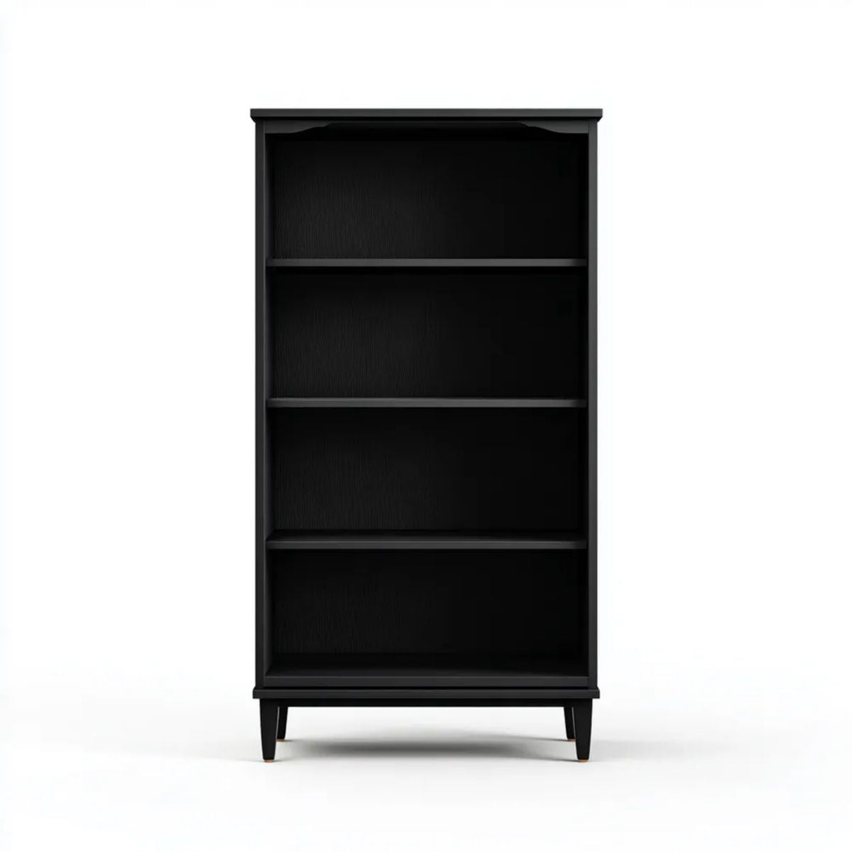 Regał, Czarna otwarta biblioteka w panelach MDF, 4 nisze, 80 x 30 x 180 cm