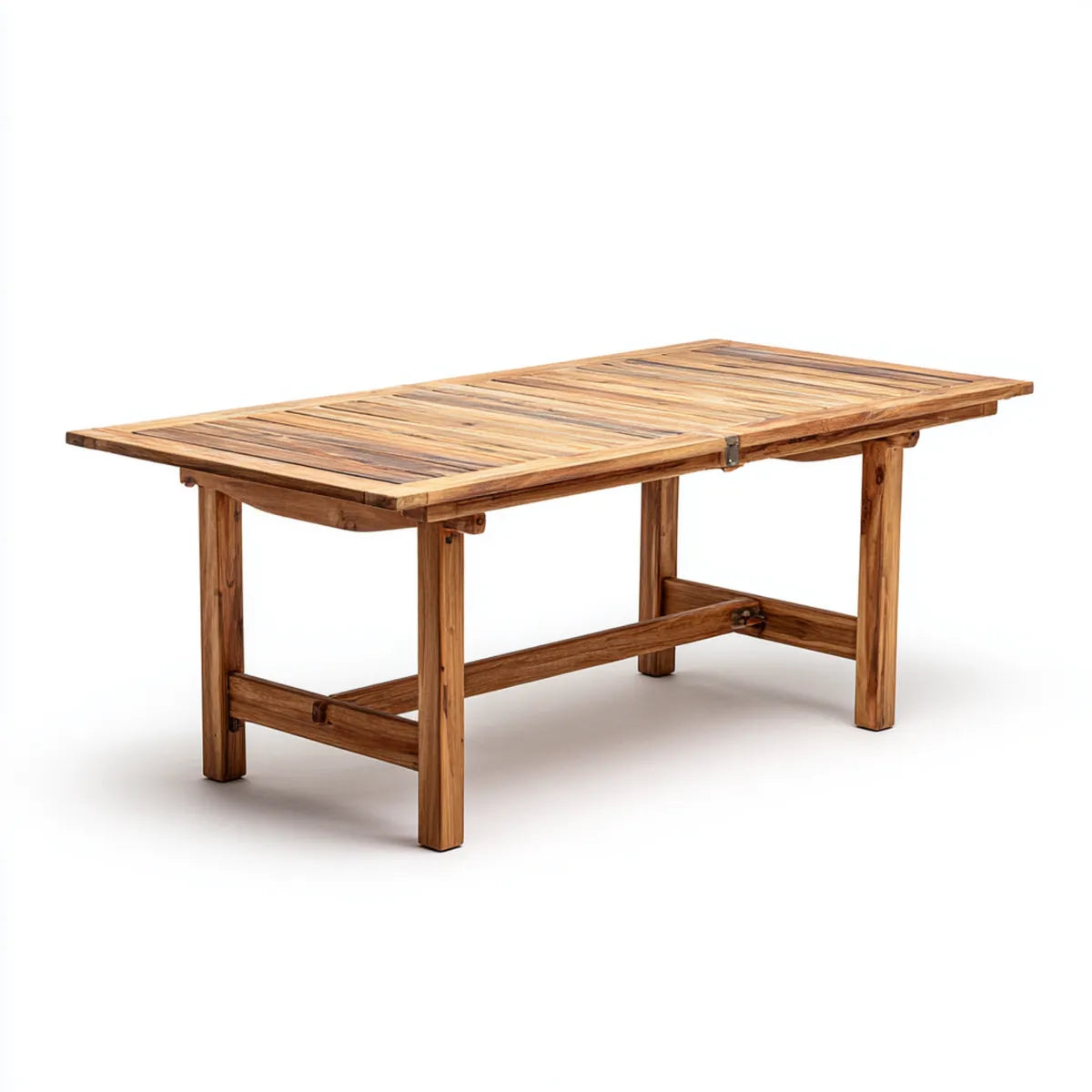 Stół ogrodowy, Wytłaczalny brązowy stół ogrodowy 180- 240 x 90 x 75 cm w litym drewnie tekowym