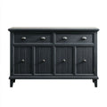 Kredens, Czarny bufet obiadowy w MDF 160 x 45 x 90 cm z 4 drzwiami i 2 szufladami