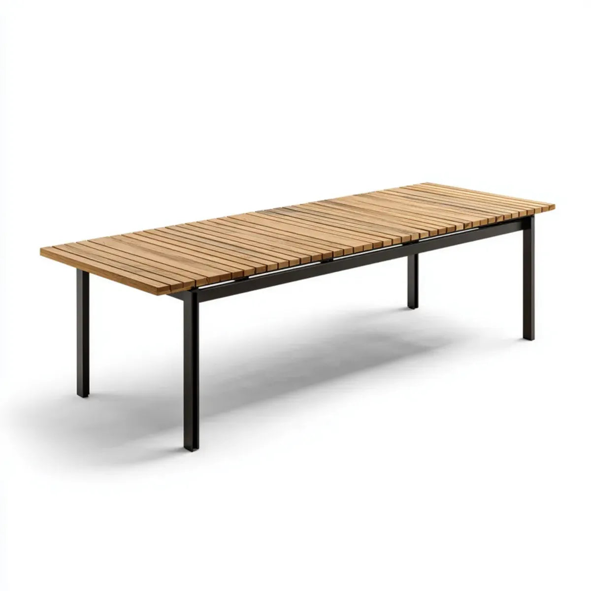 Stół ogrodowy, Prostokątny stół ogrodowy 220 x 90 x 75 cm w litej akacji i drewna stalowego