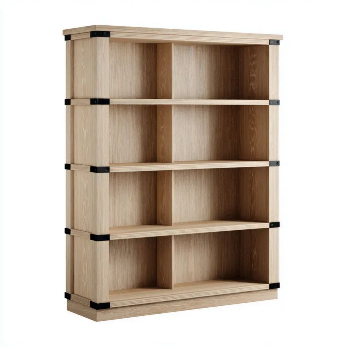 Regał, 4 poziomy biblioteki w Dębowym i czarnym desce wiórowej cząstek stałych, 80 x 30 x 120 cm
