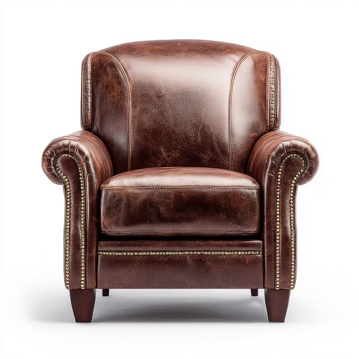 Fotel, Ciemny brązowy fotel klubowy w skórzanej PU 90 x 92 x 102 cm z zaokrąglonymi podpórkami