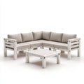 Sofa ogrodowa, 4 narożnik fotela salon ogrodowy w litym drewnie z poduszkami w poliestrze 220 x 220 cm