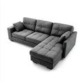 Sofa, Kanapa narożna z recyrem po prawej ciemnoszarej 280 x 170 x 85 cm poliestrowego prostokątnego kształtu