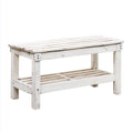 Ławka ogrodowa z prostokątnym drewnem litym 110 x 35 x 45 cm z dolną półką