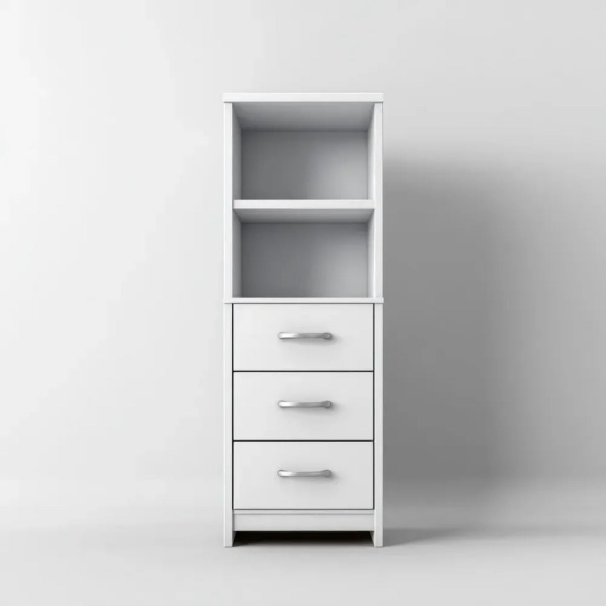 Regał, Biała półka do przechowywania w płytach MDF z 3 szufladami, 60 x 30 x 180 cm