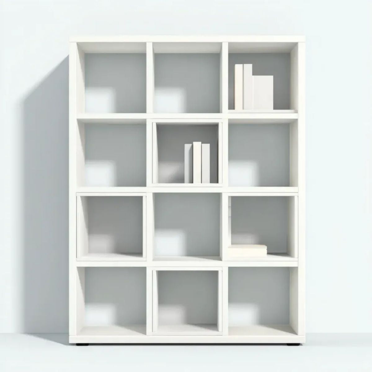 Regał, Biblioteka Biała z 12 przegródkami w płycie melaminowanej, 120 x 30 x 160 cm