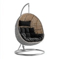 Hamak lub fotel wiszący, Krzesło wiszące z siwym podparciem w PE Synthetic Rattan i Stal Cyfrowa, 105 x 105 x 195 cm