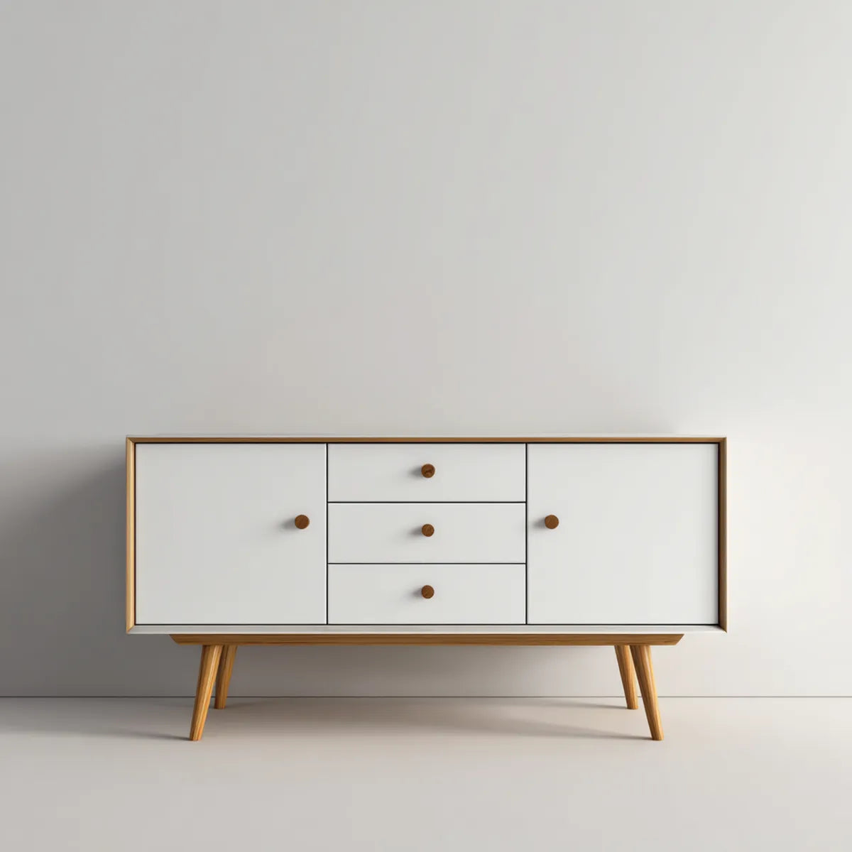 Kredens, Białe obiadokolacje w formie bufetu 160 x 40 x 80 cm w MDF i hevea lite prostokątne