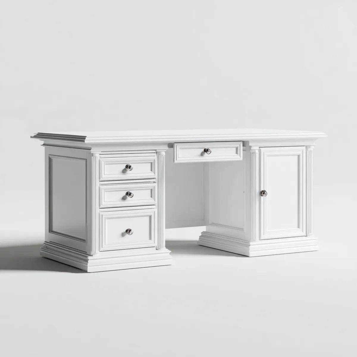Biurko, Klasyczne biurko z 4 szufladami i szafą w MDF 160 x 75 x 78 cm prostokątne