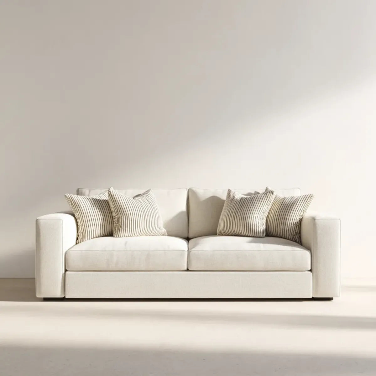 sofa 2-osobowa krem biały 180 x 90 x 85 cm z tapicerką poliestrową prostokątną