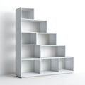 Regał, Biała MDF melaminowana klatka schodowa biblioteka 120 x 30 x 150 cm z 9 otwartymi niszami